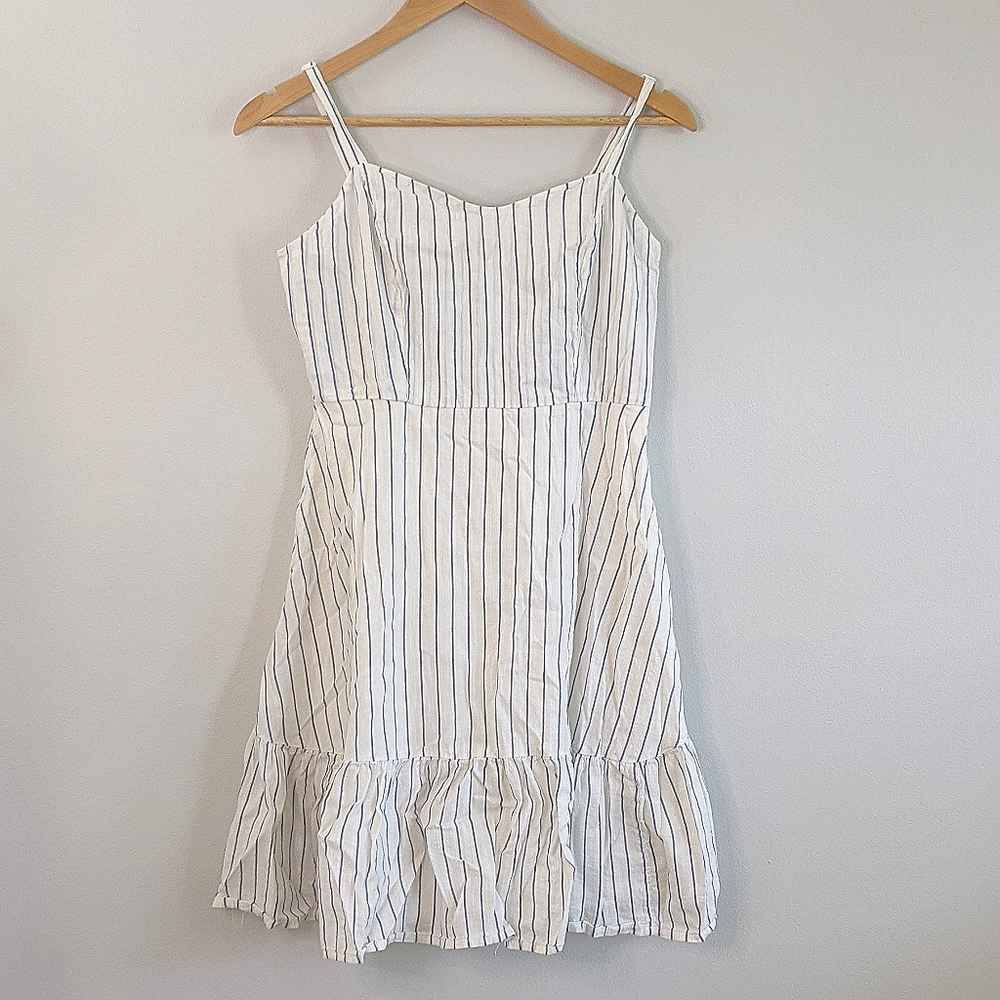 White pinstripe sundress, white sundress